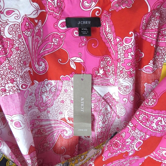 NWT J Crew Popover Tunic Shirt- Paisley Print Cotton, Contrast Collar/Cuff - Picture 8 of 14